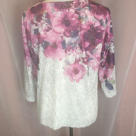 Alfred Dunner Watercolor Floral Top PM FREE SHIP - Picture 3 of 4